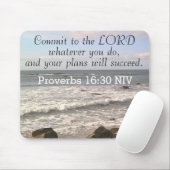 Foto van Wavy Ocean Shore Proverbs Bijbelverse Muismat (Met muis)