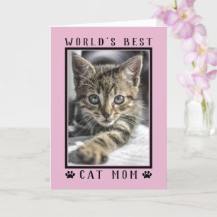 Foto van Werelds Beste Kattenmoeder Roze Verjaarda Kaart