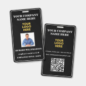 Foto van werknemer Bedrijfslogo QR-code Badge (Voor- en achterkant)
