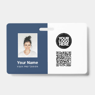 Foto van werknemer, Logo, Beroep, QR-code, Naam ID Badge