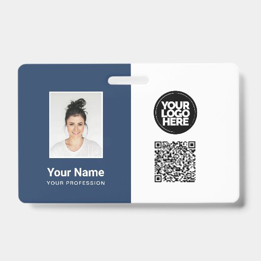 Foto van werknemer, Logo, Beroep, QR-code, Naam ID Badge (Voorzijde)