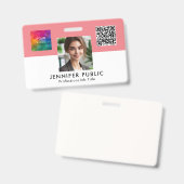 Foto van werknemer Naam hier QR-code Zakelijk logo Badge (Voor- en achterkant)