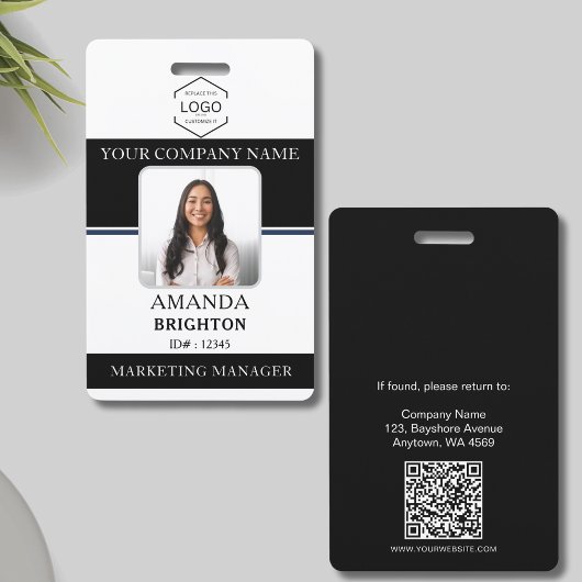 Foto van werknemer Zakelijk logo QR-code Zwart Wit Badge