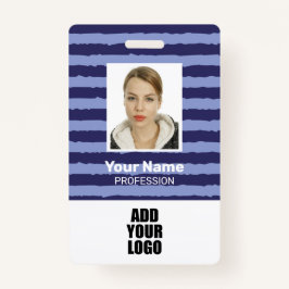 Foto van werknemers en streepjescode: blauw Stripe Badge