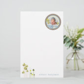 Foto van Whimsical Blue Elephants Family Baby Briefpapier (Staand voorkant)