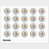 Foto van Whimsical Blue Elephants Family Baby Ronde Sticker (Vel)