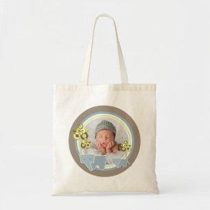 Foto van Whimsical Blue Elephants Family Baby Tote Bag