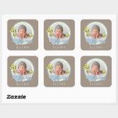 Foto van Whimsical Blue Elephants Family Baby Vierkante Sticker (Vel)