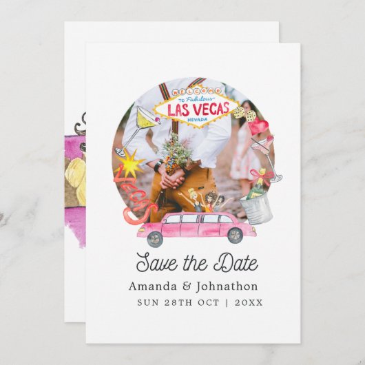 Foto van Whimsical Las Vegas Wedding Save The Date (Voorkant / Achterkant)