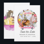 Foto van Whimsical Las Vegas Wedding Save The Date<br><div class="desc">De Las Vegas-themed bruiloft bewaart de kaart van de datumfoto die aan uw details kan worden aangepast.</div>