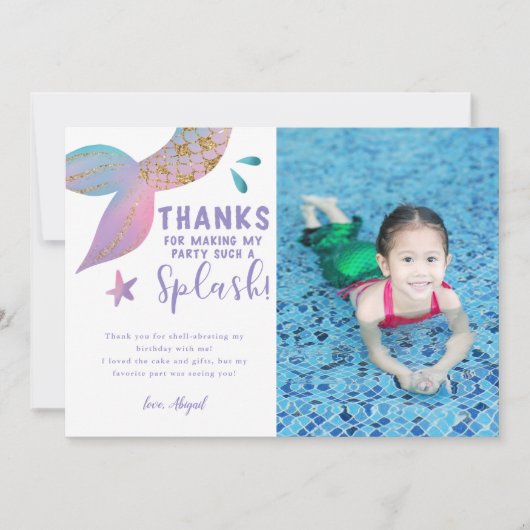 Foto van Whimsical Mermaid Birthday Bedankkaart (Voorkant)