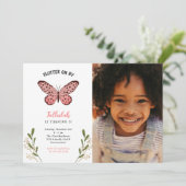 Foto van Whimsical Pink Butterfly Girl Kaart (Staand voorkant)