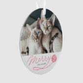 Foto van whimsical Red Merry Script Cat Ornament (voorkant)