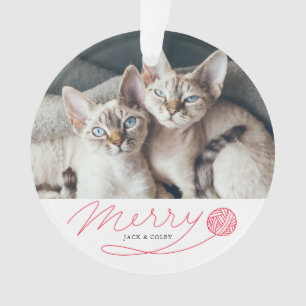 Foto van whimsical Red Merry Script Cat Ornament