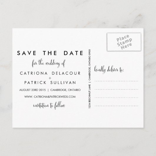 Foto van whimsical Script Save Our Date Briefkaart (Achterkant)