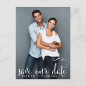 Foto van whimsical Script Save Our Date Briefkaart (Voorkant)