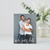 Foto van whimsical Script Save Our Date Briefkaart (Staand voorkant)