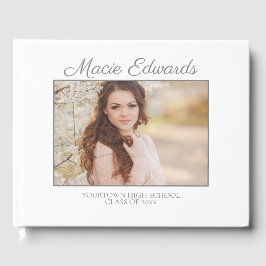 Foto van White and Roze Striped Afstuderen Senior Gastenboek