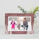 Foto van White Evergreen Trees Season Feestdagenkaart (Staand voorkant)