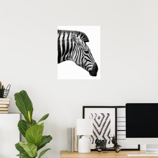 Foto van wild oerwoud met zwarte en witte zebra poster (Thuiskantoor)