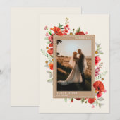 Foto van wilde bloemen klaproos botanische bruilof bedankkaart (Voorkant / Achterkant)