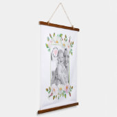 Foto van Wilde rozen groene grens Moederdag Hangend Wandkleed (Gebogen)