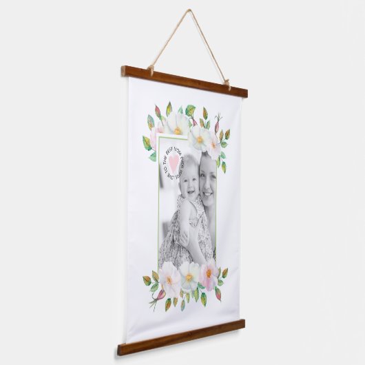 Foto van Wilde rozen groene grens Moederdag Hangend Wandkleed (Gebogen)