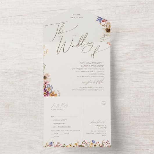 Foto van Wildflower | Beendenhuwelijk van zegel en All In One Uitnodiging (Binnen)