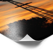 Foto van Windmill Silhouette Sunset Afdruk (Hoek)