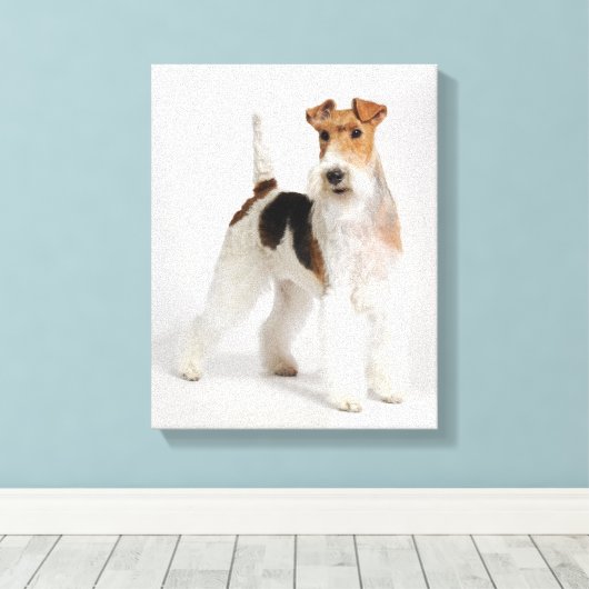 Foto van Wire Fox Terrier Dog Canvas Afdruk (Insitu (Houten vloer))