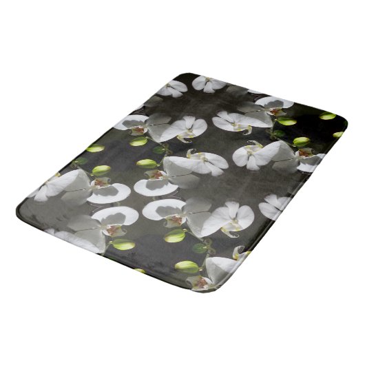 foto van witte orchidee , tropische witte florale  badmat (Gekanteld)