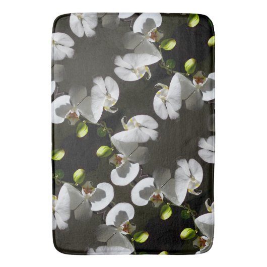 foto van witte orchidee , tropische witte florale  badmat (Voorkant Verticaal)