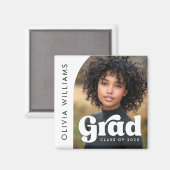 Foto van witte retro grad afstudeerboog magneet (Voorkant / Achterkant)