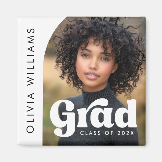 Foto van witte retro grad afstudeerboog magneet (Voorkant)
