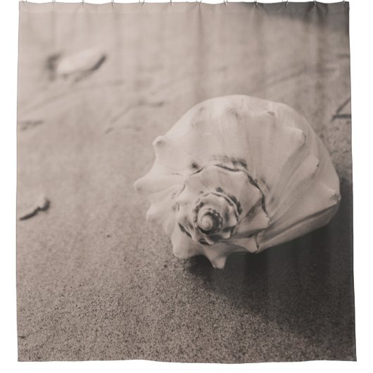 Foto van witte riem op zand douchegordijn (Voorkant)