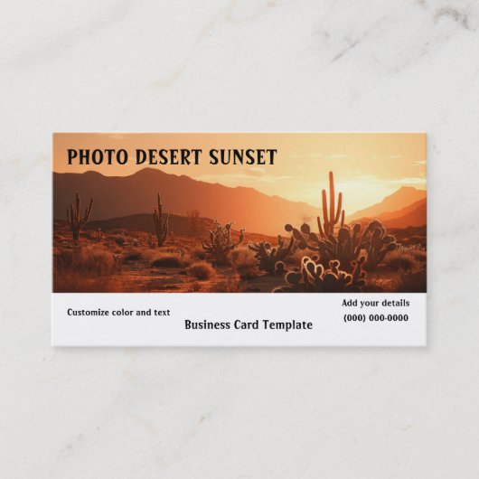 Foto van woestijn zonsondergang visitekaartje (Voorkant)