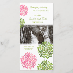 Foto van You Pink & Green Blooms Weddenschap Bedankkaart