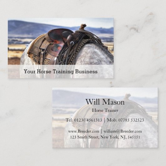 Foto van Zadelaar & Paarden - Trainer - Visitekaar Visitekaartje (Voorkant / Achterkant)
