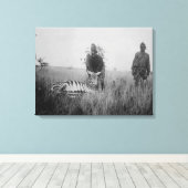 Foto van zebra vermoord door inheemse in Afrika Fo Canvas Afdruk (Insitu (Houten vloer))