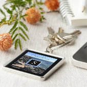 Foto van Zee Waves en Rocks Initiaal Lijst Black Sleutelhanger (Zijkant)