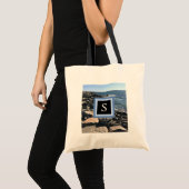 Foto van Zee Waves en Rocks Initiaal Lijst Black Tote Bag (Voorkant (product))
