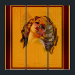 Foto van Zoe Mozert over de foto van Eyes Art Deco Drieluik<br><div class="desc">Met Eyes Art Deco Portrait van American Painter Zoe Mozert [Alice Adelaide Moser] (1907 - 1993); Portraitist, Pinup Artist en Pun-up Model. Dit is een prachtig kunstschildpad van een prachtige blonde van de vroege jaren '30, verlicht met gouden tonen en prachtige rode tinten en accenten van blauw, violet, roos en...</div>