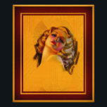 Foto van Zoe Mozert over de foto van Eyes Art Deco Foto Afdruk<br><div class="desc">Met Eyes Art Deco Portrait van American Painter Zoe Mozert [Alice Adelaide Moser] (1907 - 1993); Portraitist, Pinup Artist en Pun-up Model. Dit is een prachtig kunstschildpad van een prachtige blonde van de vroege jaren '30, verlicht met gouden tonen en prachtige rode tinten en accenten van blauw, violet, roos en...</div>