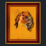 Foto van Zoe Mozert over de foto van Eyes Art Deco Foto Afdruk<br><div class="desc">Met Eyes Art Deco Portrait van American Painter Zoe Mozert [Alice Adelaide Moser] (1907 - 1993); Portraitist, Pinup Artist en Pun-up Model. Dit is een prachtig kunstschildpad van een prachtige blonde van de vroege jaren '30, verlicht met gouden tonen en prachtige rode tinten en accenten van blauw, violet, roos en...</div>