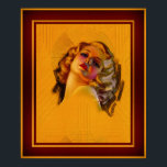 Foto van Zoe Mozert over de foto van Eyes Art Deco Poster<br><div class="desc">Met Eyes Art Deco Portrait van American Painter Zoe Mozert [Alice Adelaide Moser] (1907 - 1993); Portraitist, Pinup Artist en Pun-up Model. Dit is een prachtig kunstschildpad van een prachtige blonde van de vroege jaren '30, verlicht met gouden tonen en prachtige rode tinten en accenten van blauw, violet, roos en...</div>