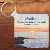 Foto van Zon en Ocean Bijbel Verse Naam Sleutelhanger (Voorkant)