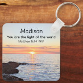 Foto van Zon en Ocean Bijbel Verse Naam Sleutelhanger (Achterkant)