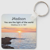Foto van Zon en Ocean Bijbel Verse Naam Sleutelhanger (Achterkant)