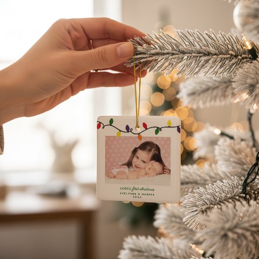 Foto van zuster's eerste kerstfoto keramisch ornament
