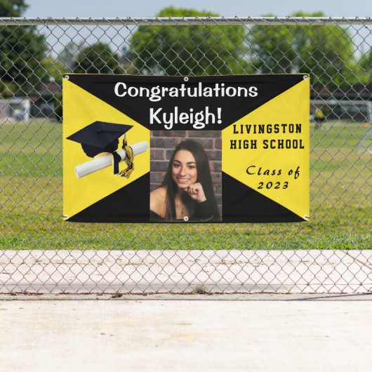 Foto van zwart en geel Afstuderen van vinyl Spandoek (Insitu)